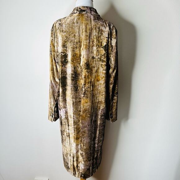 Zara Olive and Brown Tie Dye Velvet Coat - Picture 8 of 9